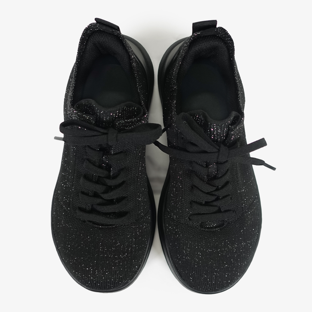 ストレッチニットスニーカー ブラックラメ/ブラック サイズ: レディースS（~22.5cm）