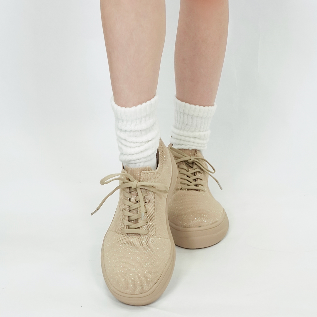 【即納】ストレッチニットスニーカー JAXY ベージュラメ サイズ: サイズ1（~23.0cm）