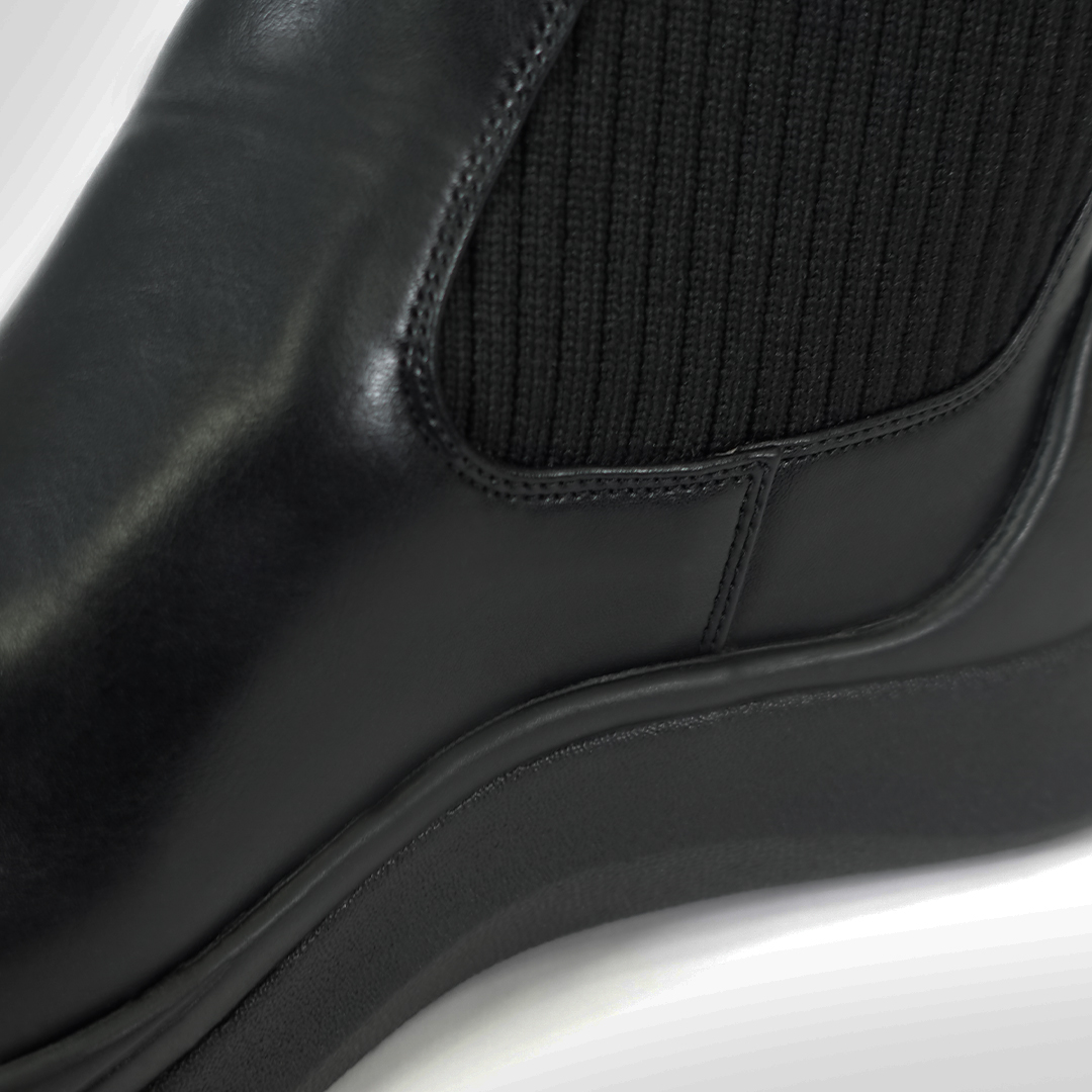 リブニットスニーカーブーツ ブラック/ブラック サイズ: レディースS（~22.5cm）