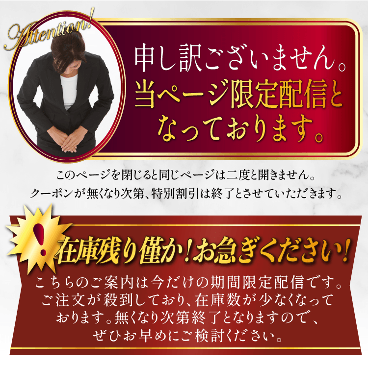 在庫残りわずか！お急ぎください！
