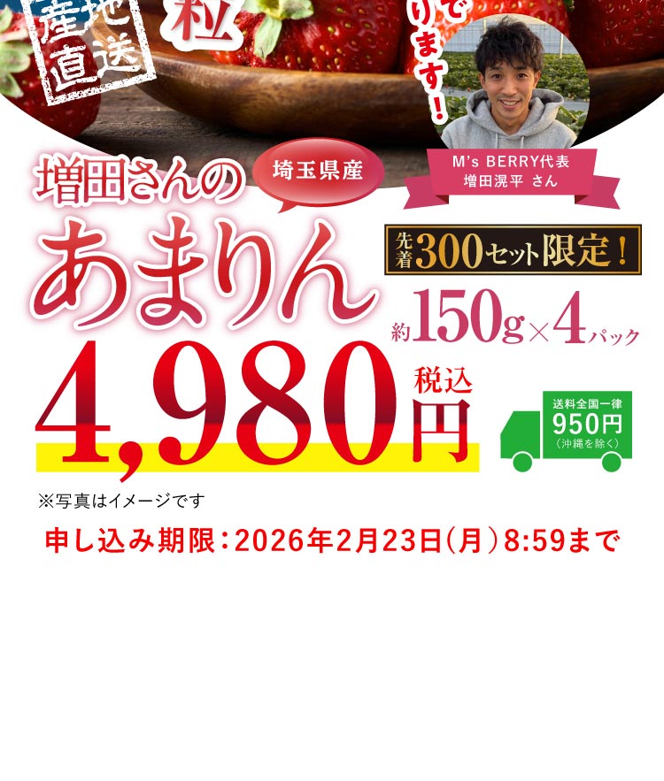 【産地直送】増田さんのいちご『あまりん』（埼玉県産）