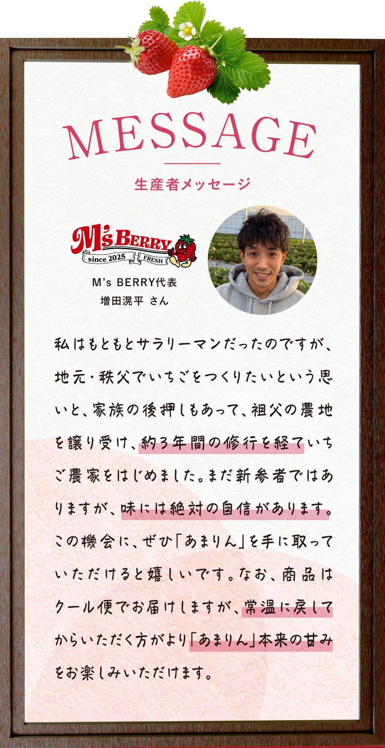 【産地直送】増田さんのいちご『あまりん』（埼玉県産）