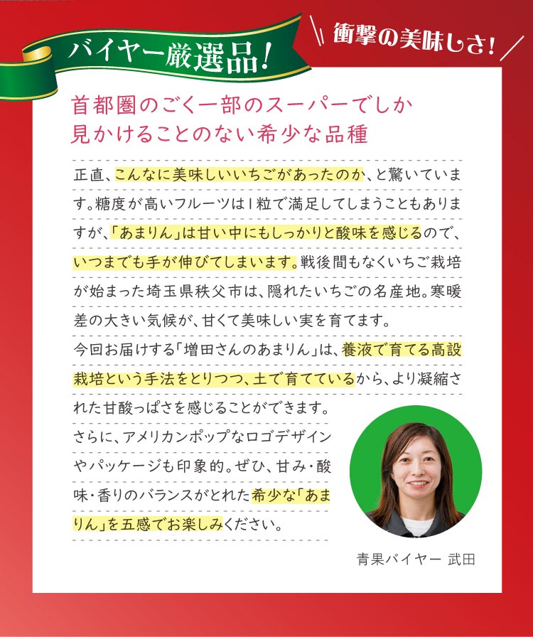 【産地直送】増田さんのいちご『あまりん』（埼玉県産）