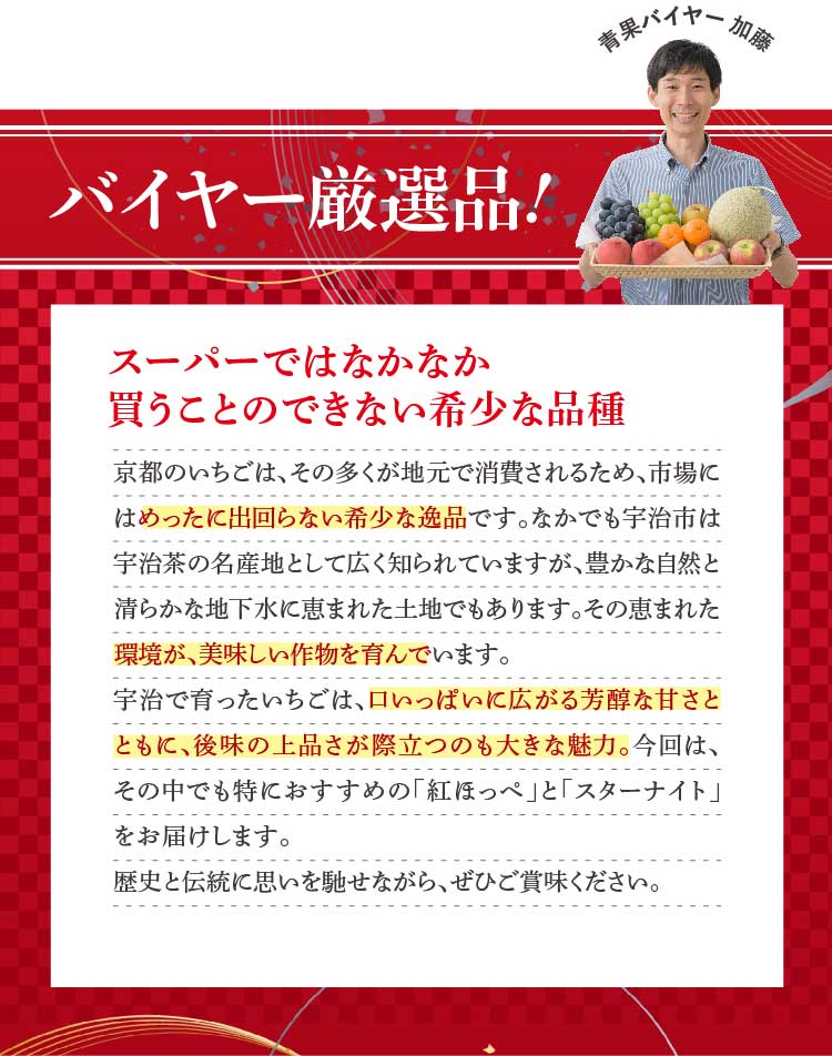 【産地直送】redさんのいちご『紅ほっぺ・スターナイト』（京都府産）