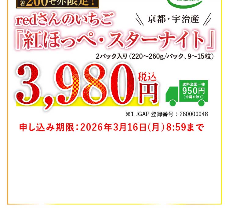【産地直送】redさんのいちご『紅ほっぺ・スターナイト』（京都府産）