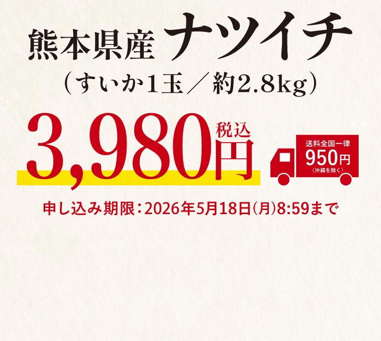 【産地直送】赤星さんのすいか『ナツイチ』（熊本県産）