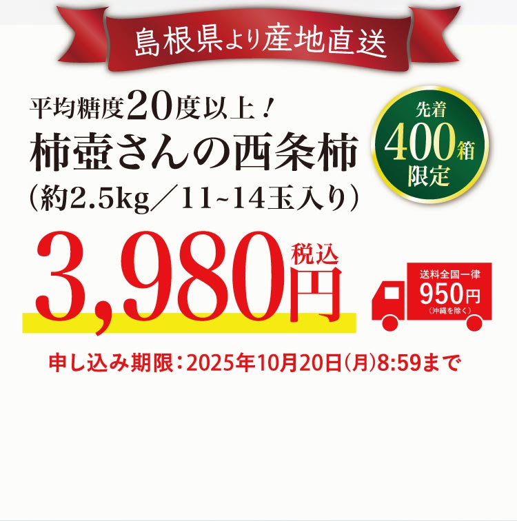 【産地直送】柿壺さんの西条柿 約2.5㎏（島根県産）