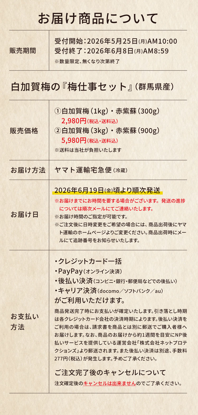 白加賀梅の『梅仕事セット』（群馬県産）