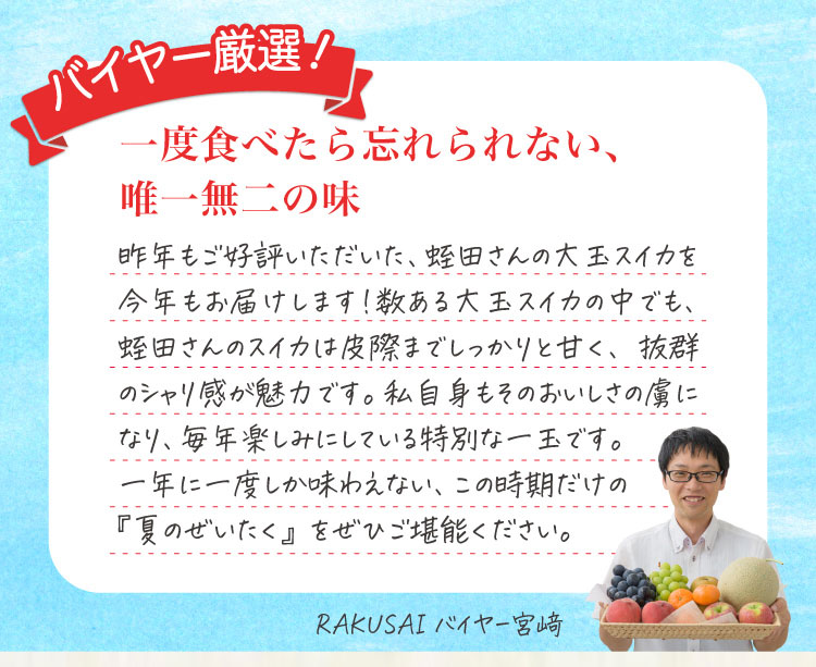 【産地直送】蛭田さんの大玉スイカ『夏のぜいたく』（神奈川県産）