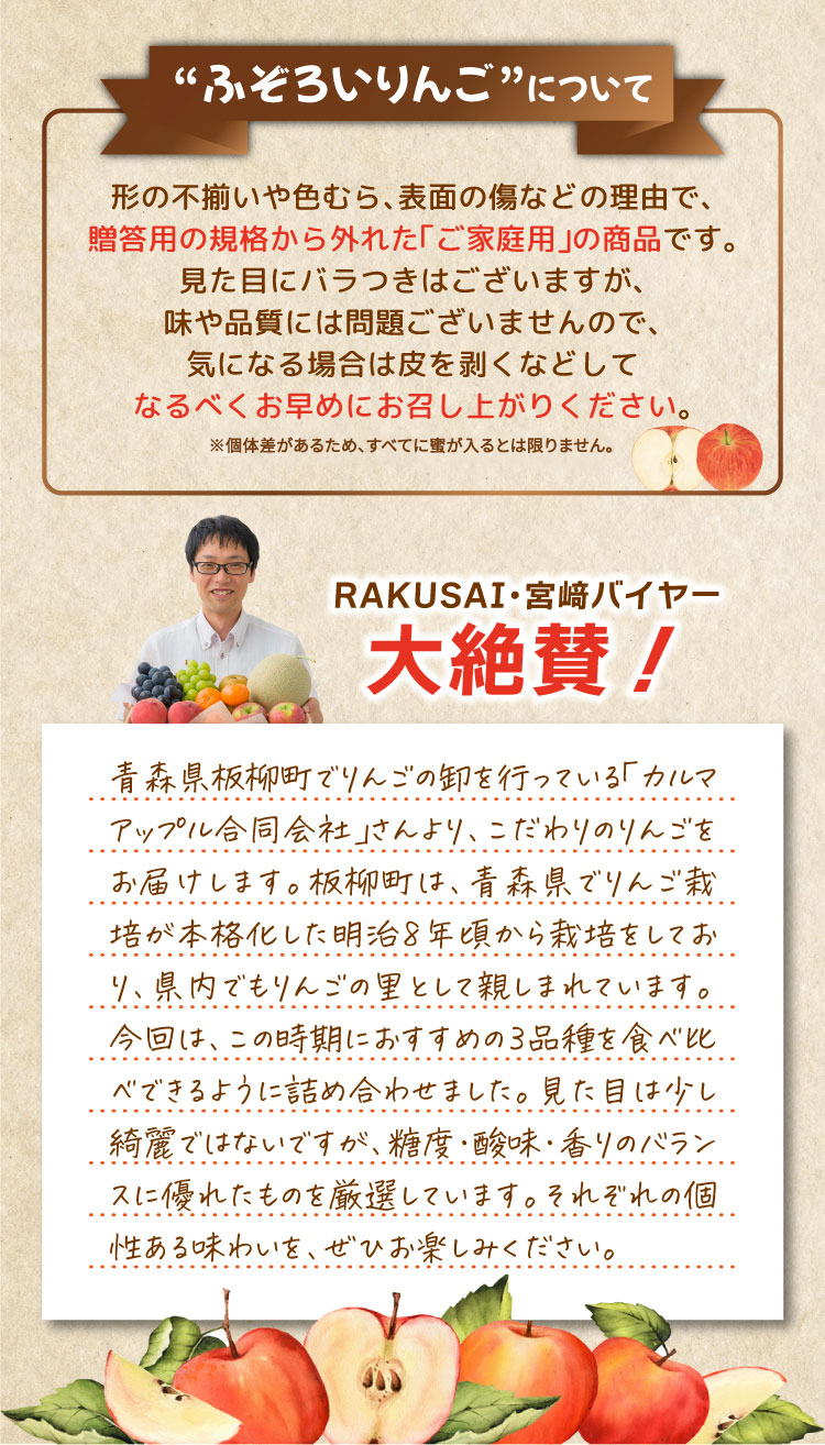 【産地直送】ふぞろいりんご食べ比べセット（青森県産）