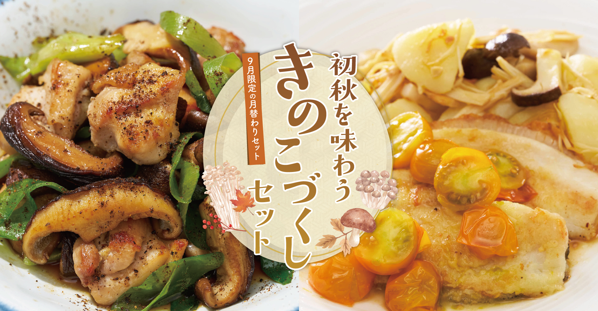 【9月限定の月替わりセット】初秋に味わう きのこづくしセット
