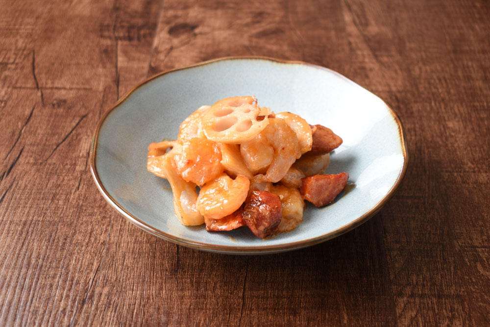 京くれない人参とれんこんの海老マヨ