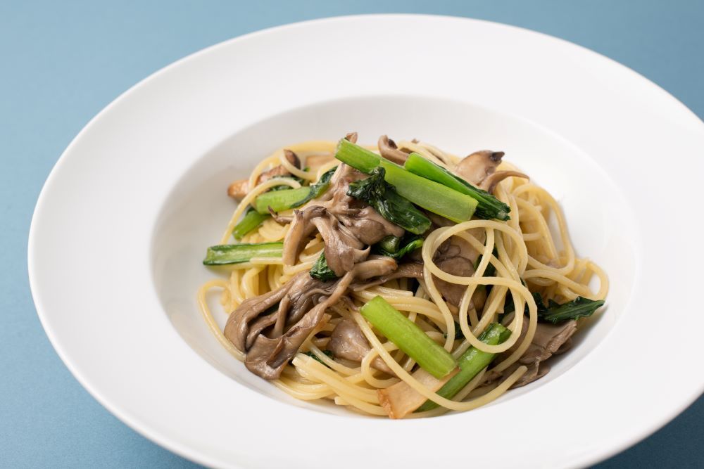 エリンギ・舞茸・小松菜のペペロンチーノ