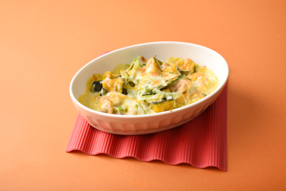 かぼちゃと小松菜のグラタン