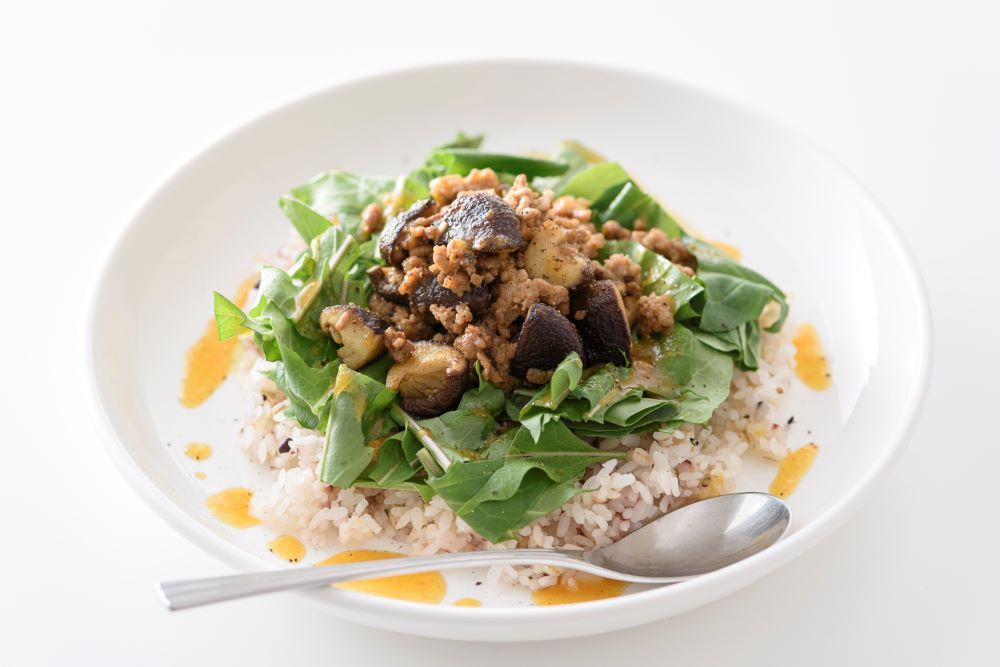 椎茸のタコライス　バルサミコ風味