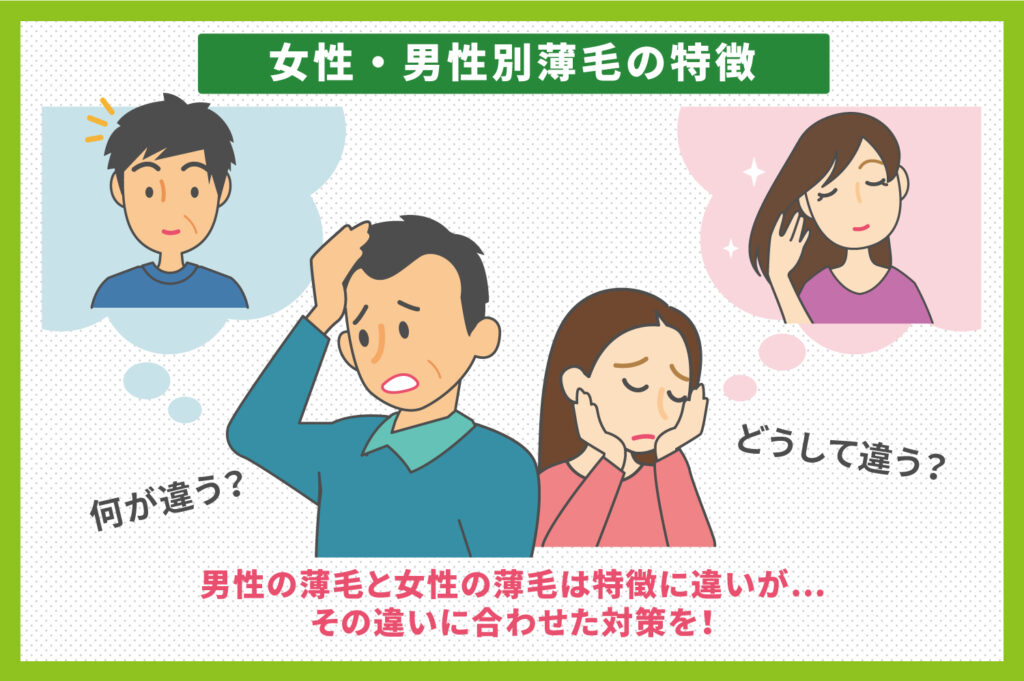 男性と女性では薄毛の特徴が違う？徹底解説！
