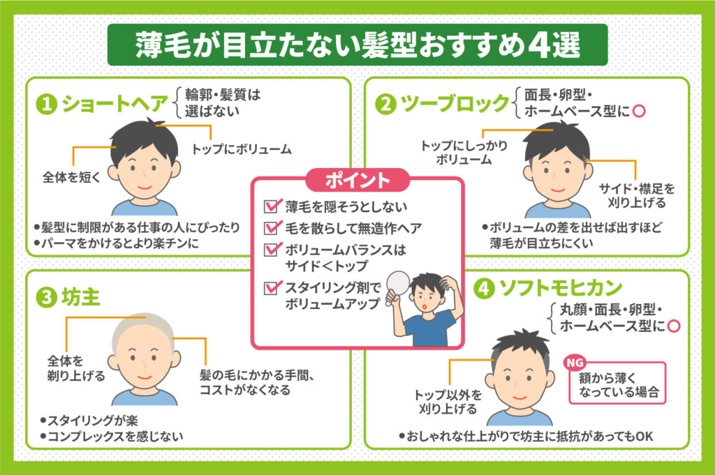 薄毛が目立たない髪型