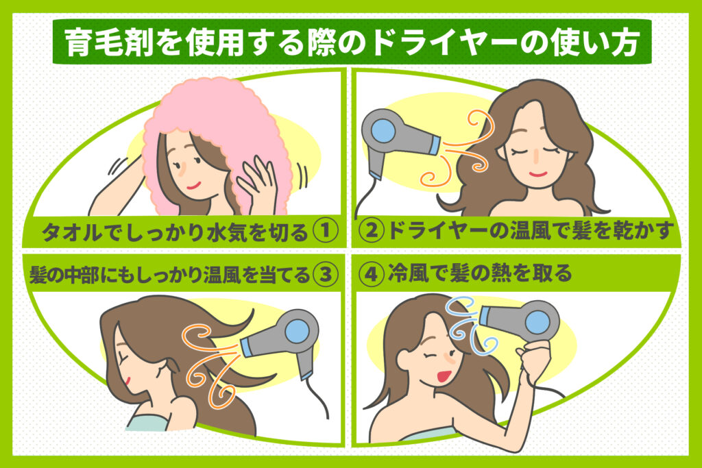 育毛剤を使用するときドライヤーの効果的な使い方
