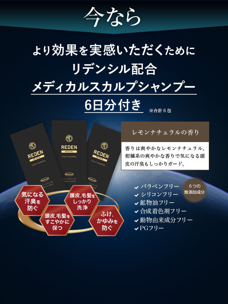 育毛剤と一緒に使えるメディカルシャンプー6日分付き