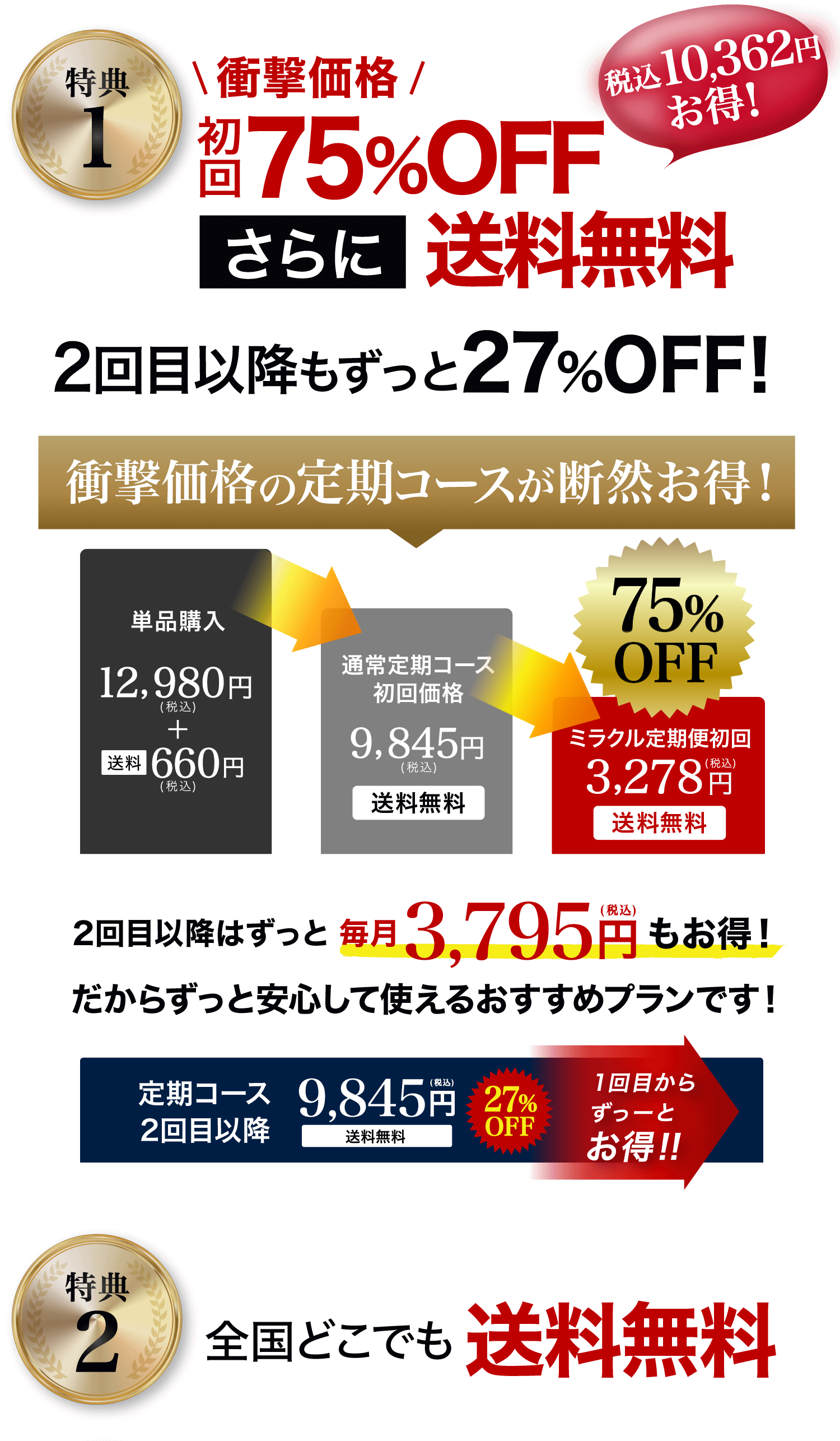特典１初回9,845円(税込)2回目以降もずっと9,845円(税込)