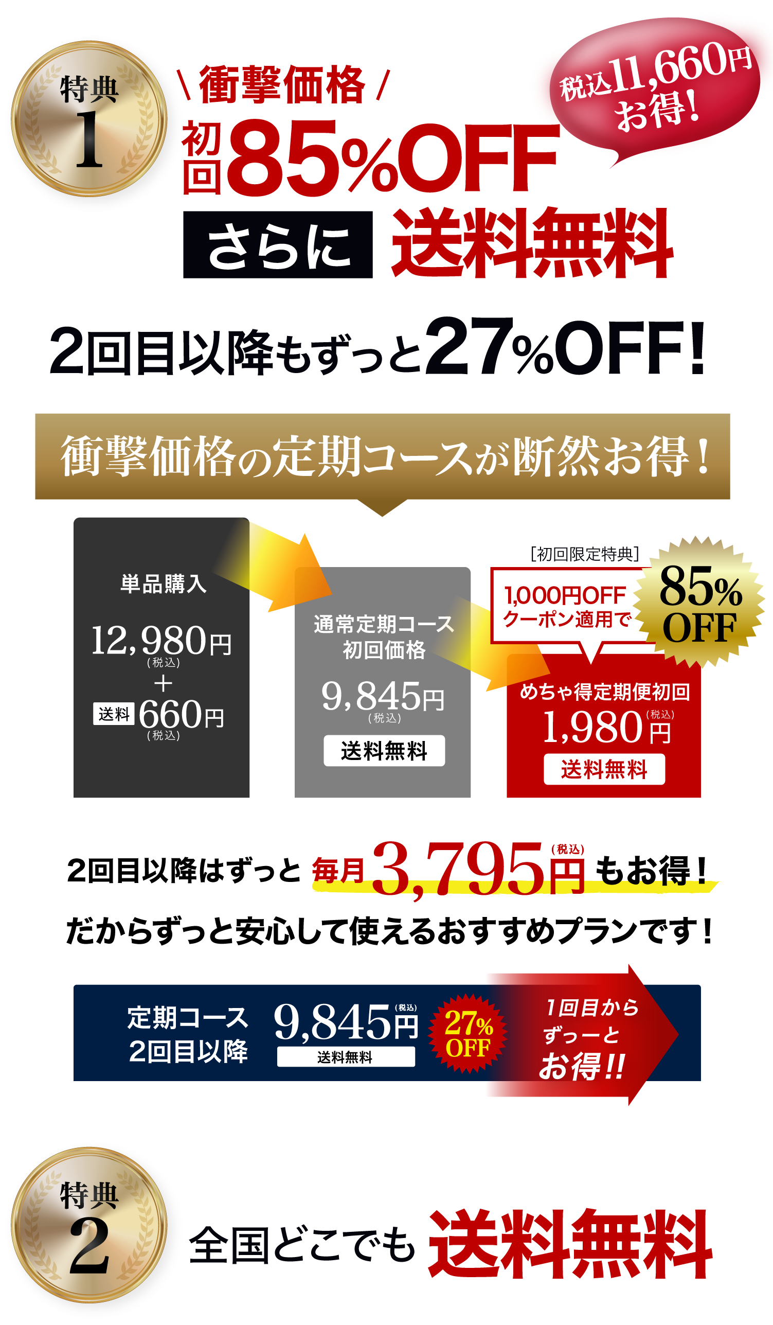 特典１初回9,845円(税込)2回目以降もずっと9,845円(税込)