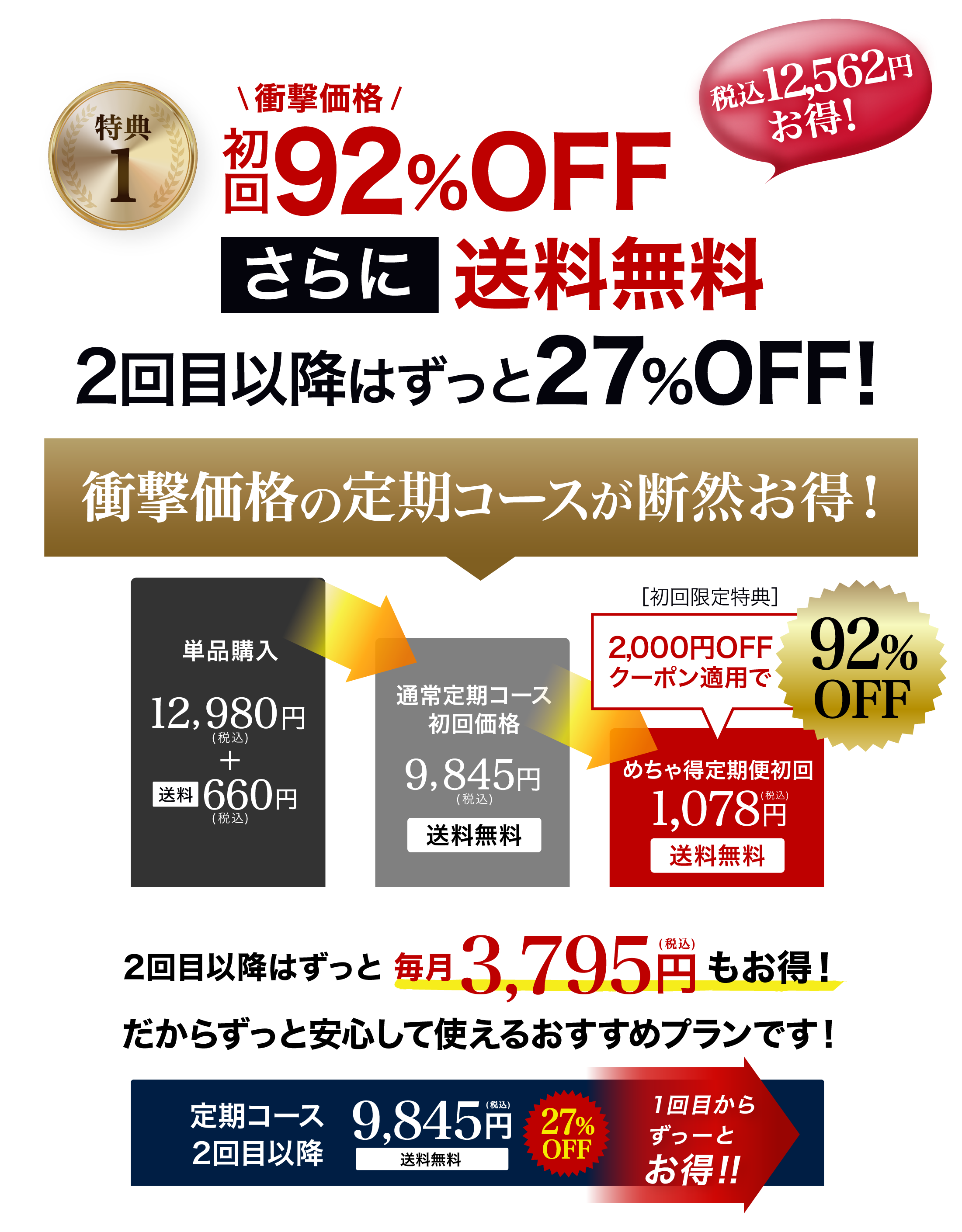 特典１初回9,845円(税込)2回目以降もずっと9,845円(税込)