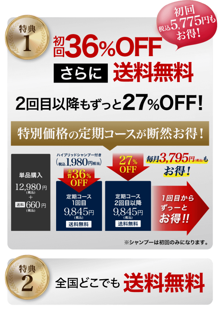 特典１初回9,845円(税込)2回目以降もずっと9,845円(税込)