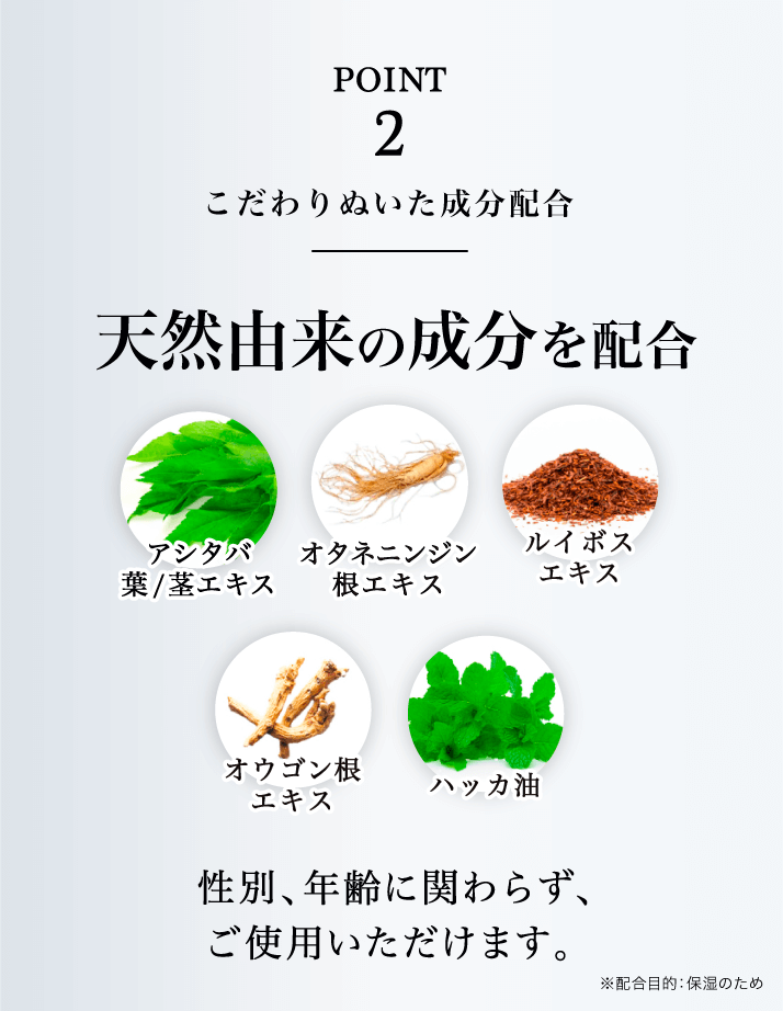 こだわりぬいた成分配合