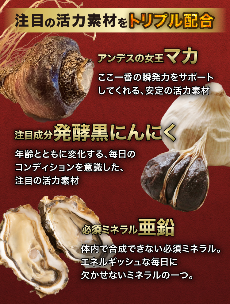 注目の活力素材をトリプル配合