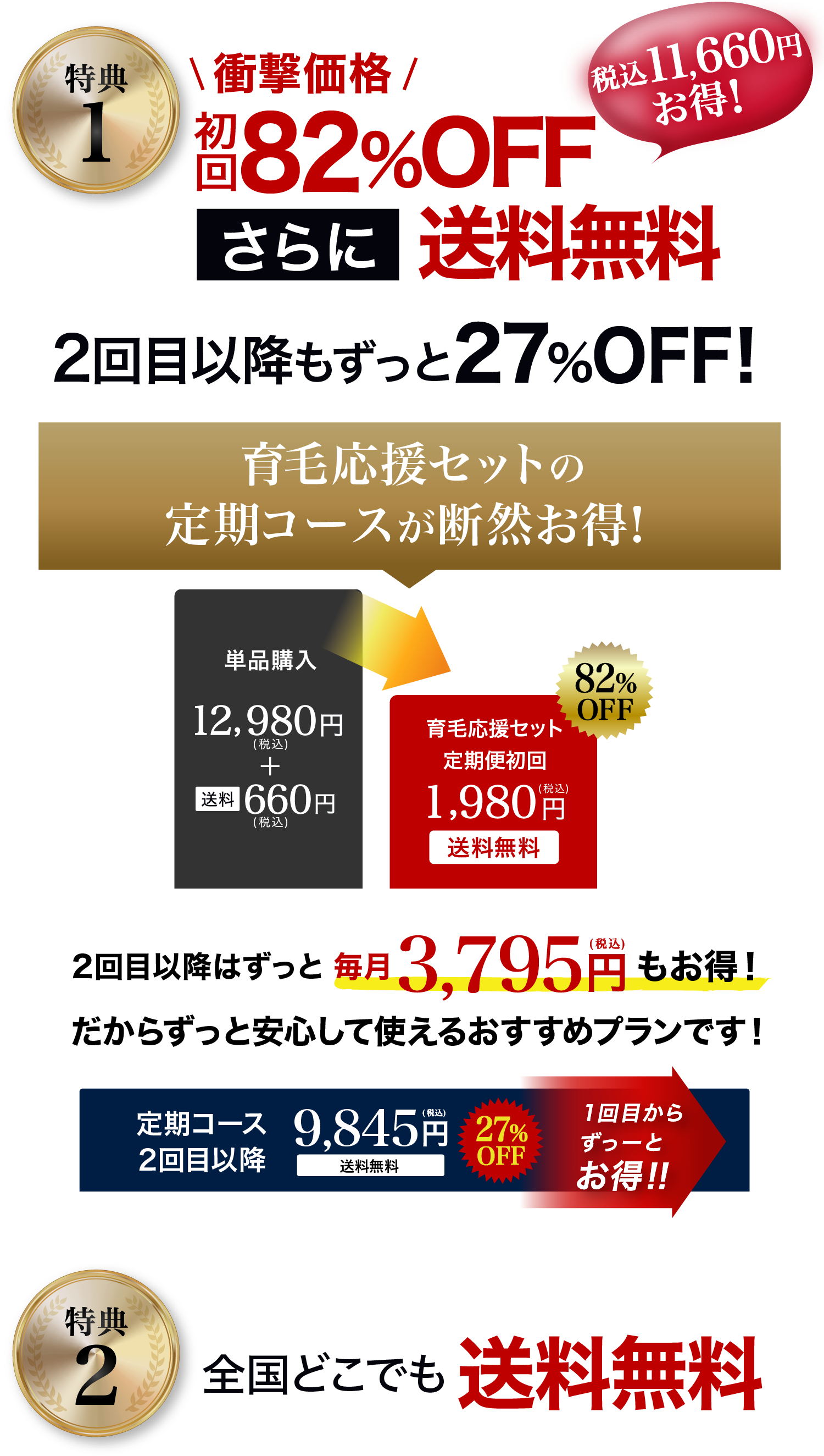特典１初回1,980円(税込)2回目以降もずっと9,845円(税込)