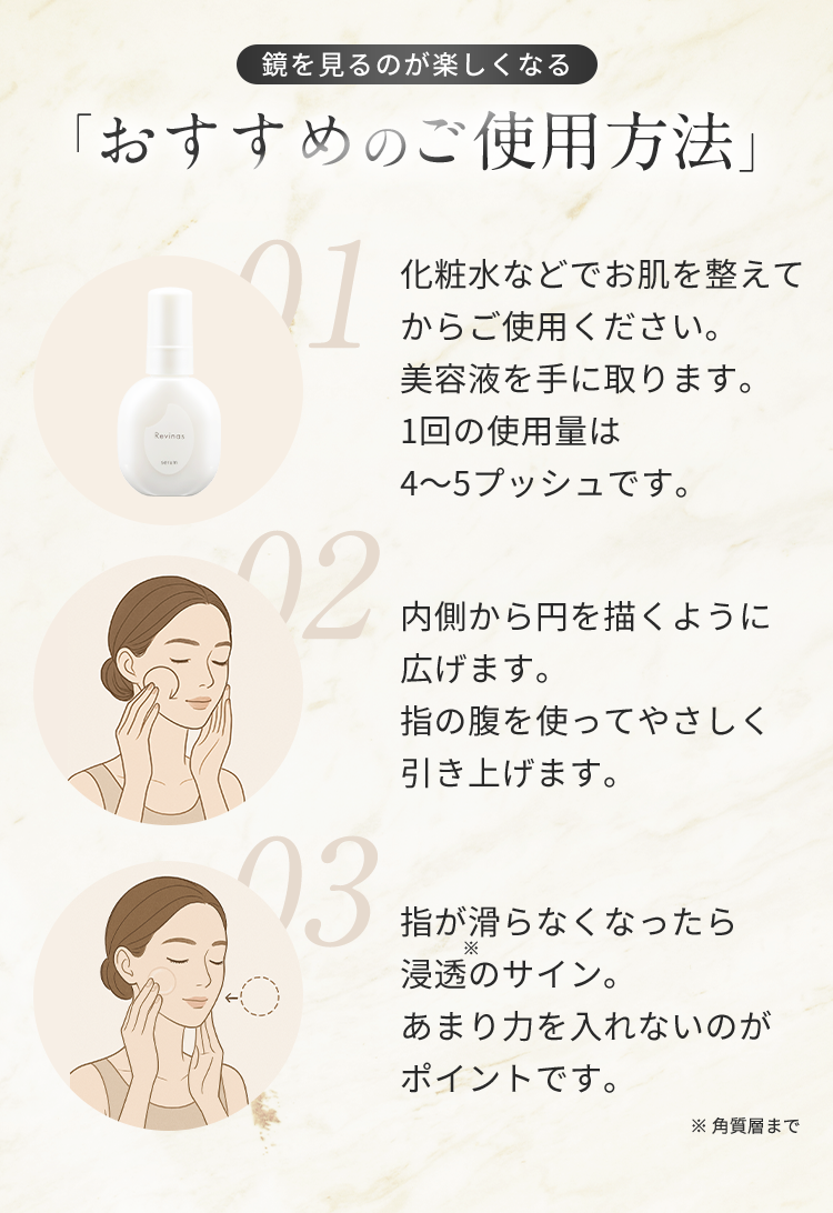 化粧水などでお肌を整えてからご使用ください