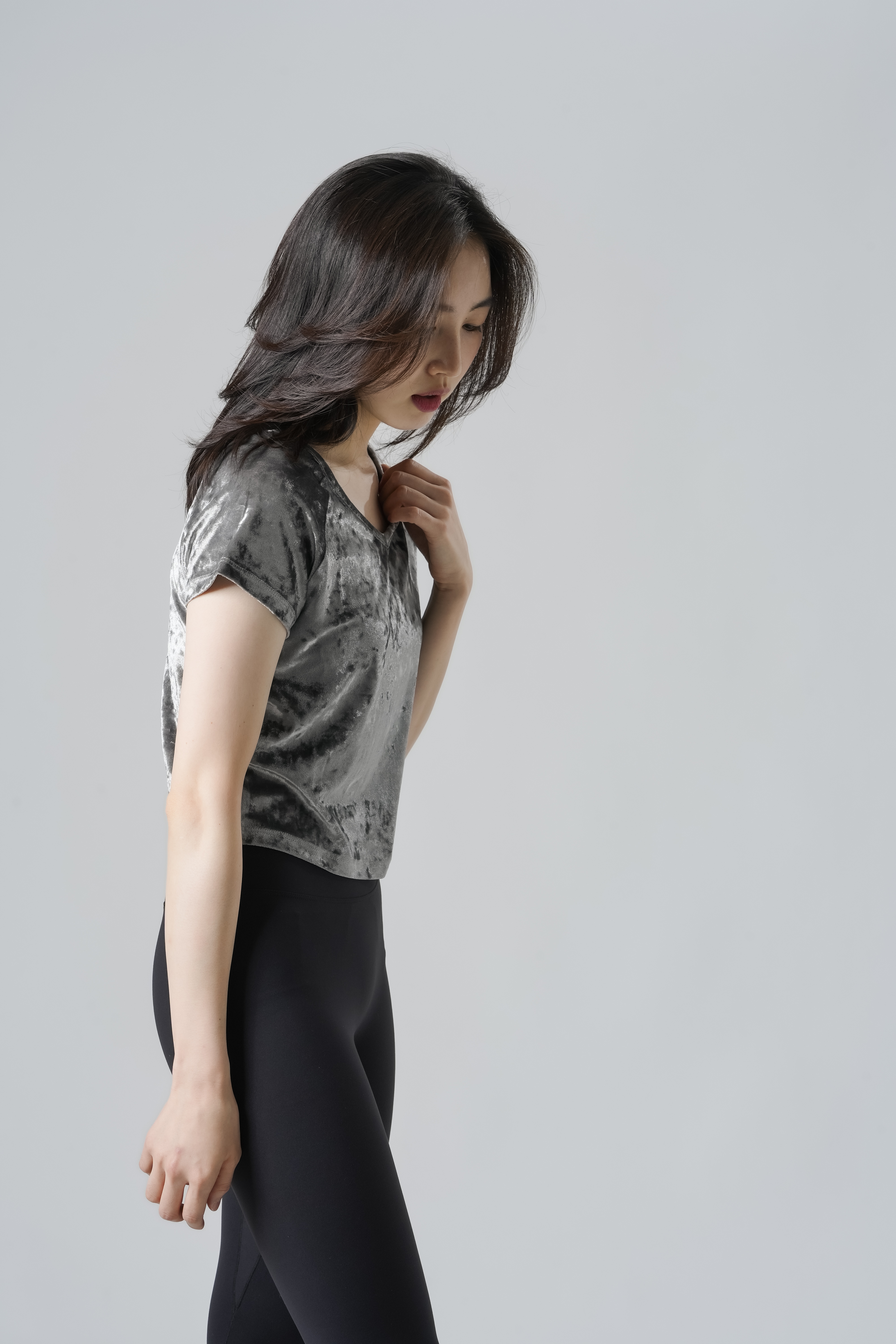 Velour Cropped Tee SIZE: XS, カラー: Silver