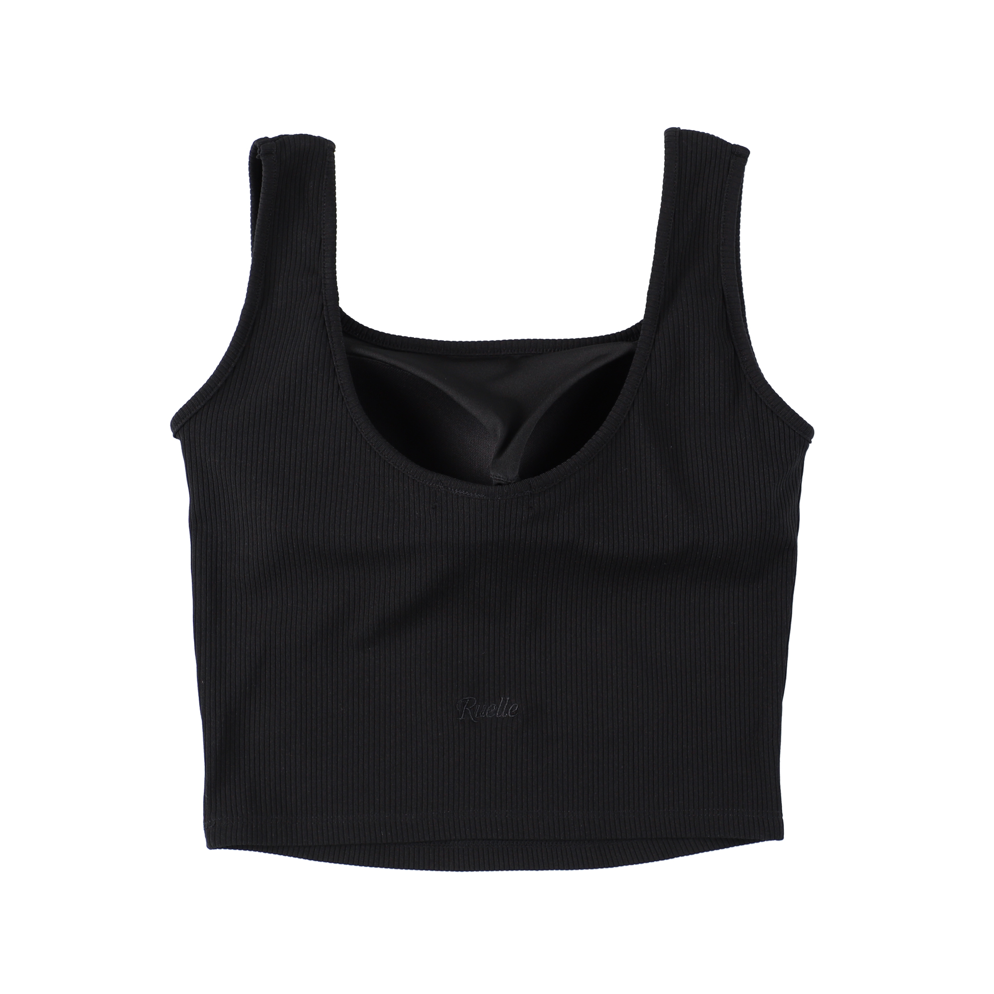 Ribbed Bra Tank Top SIZE: XS, カラー: Black