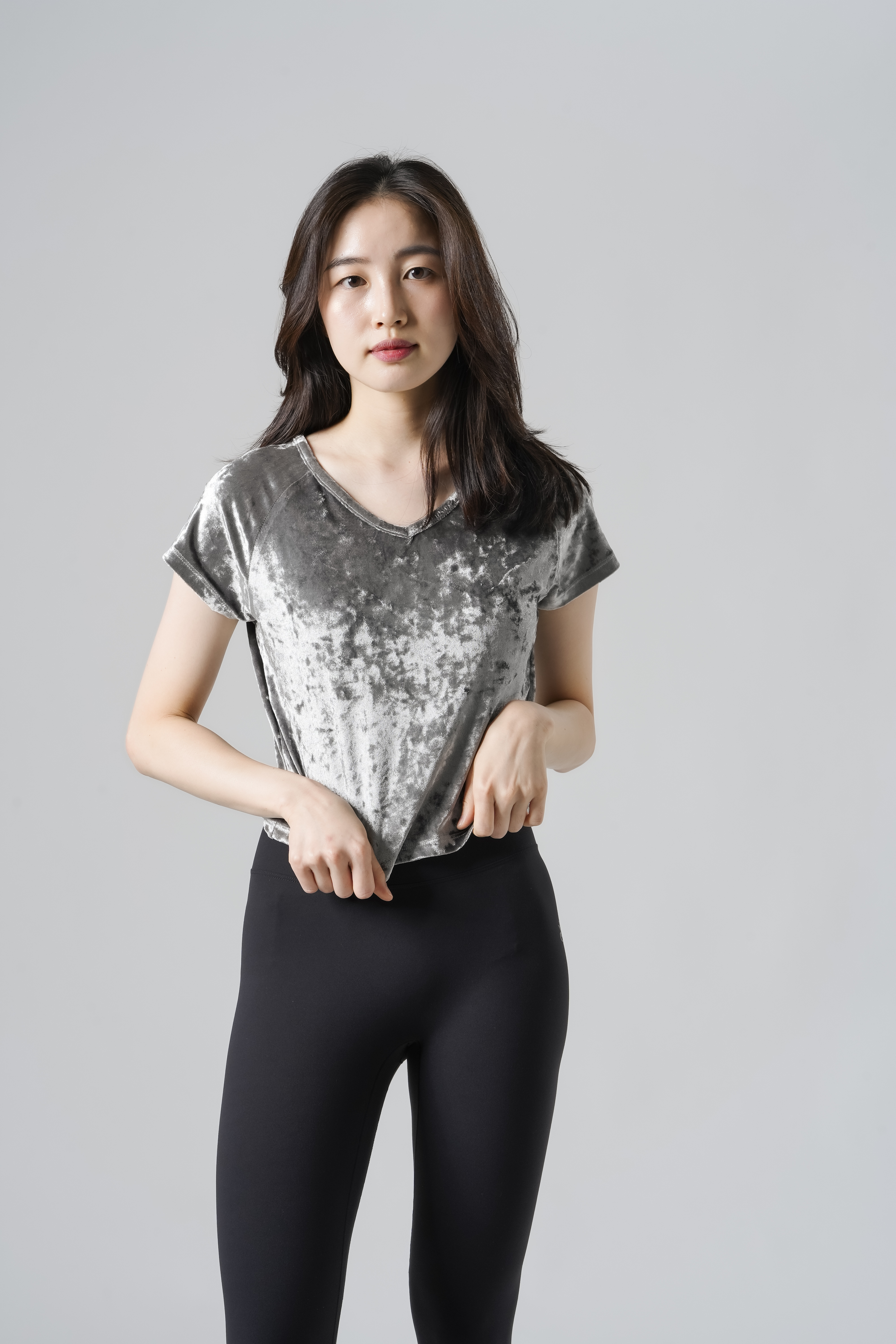 Velour Cropped Tee SIZE: XS, カラー: Silver