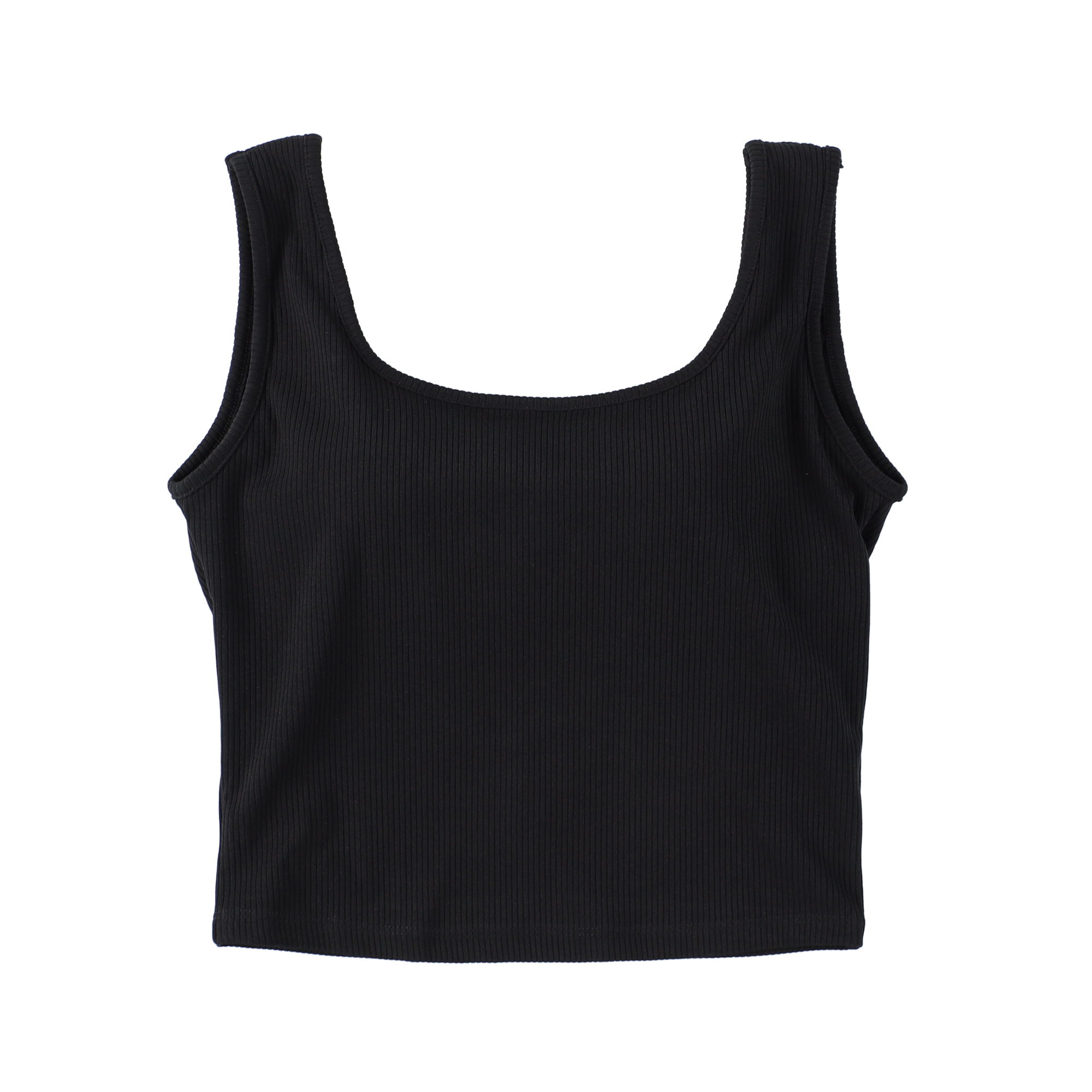 Ribbed Bra Tank Top SIZE: XS, カラー: Black