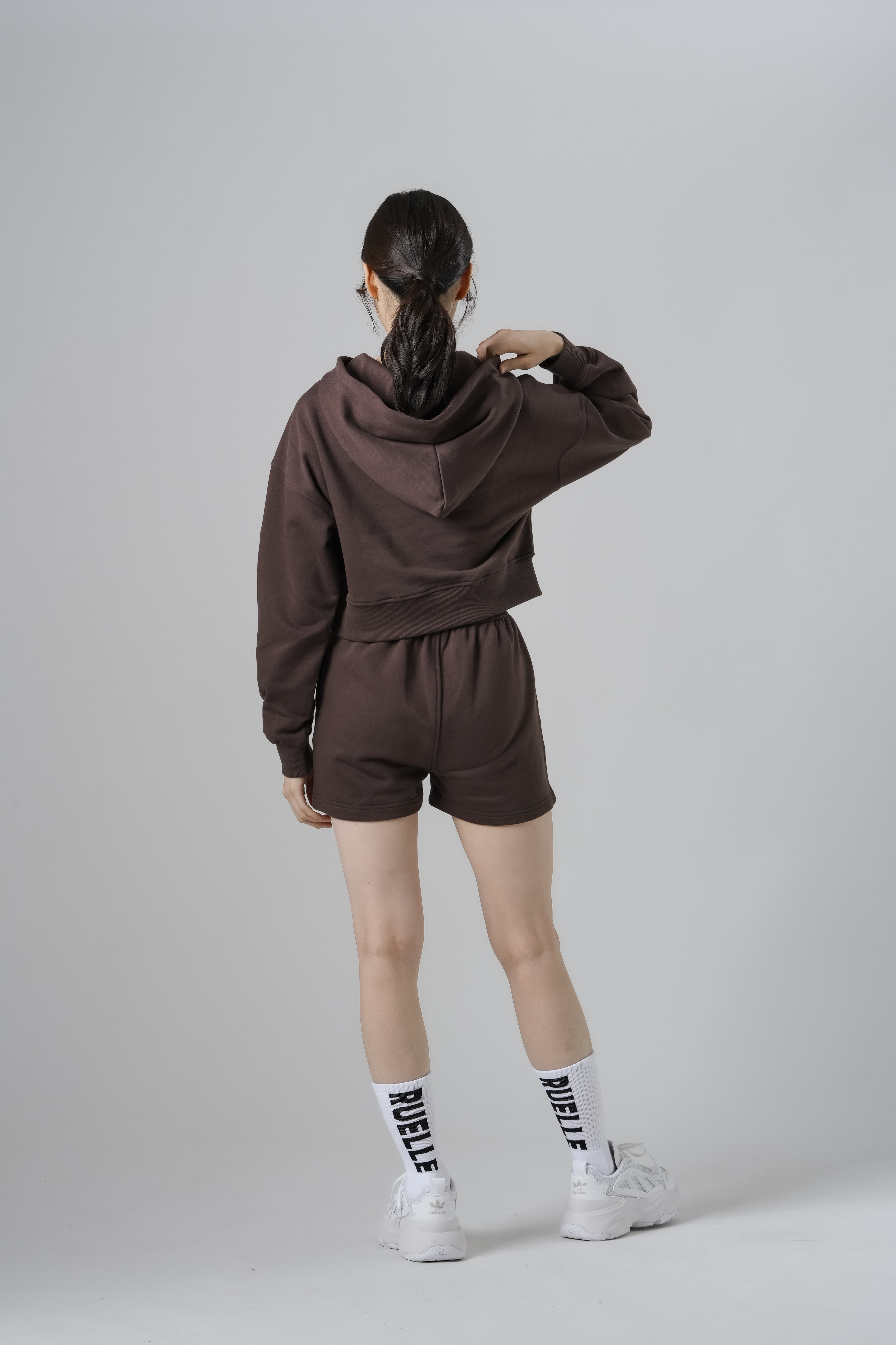 Cropped Hoodie Pullover SIZE: XS, カラー: Brown