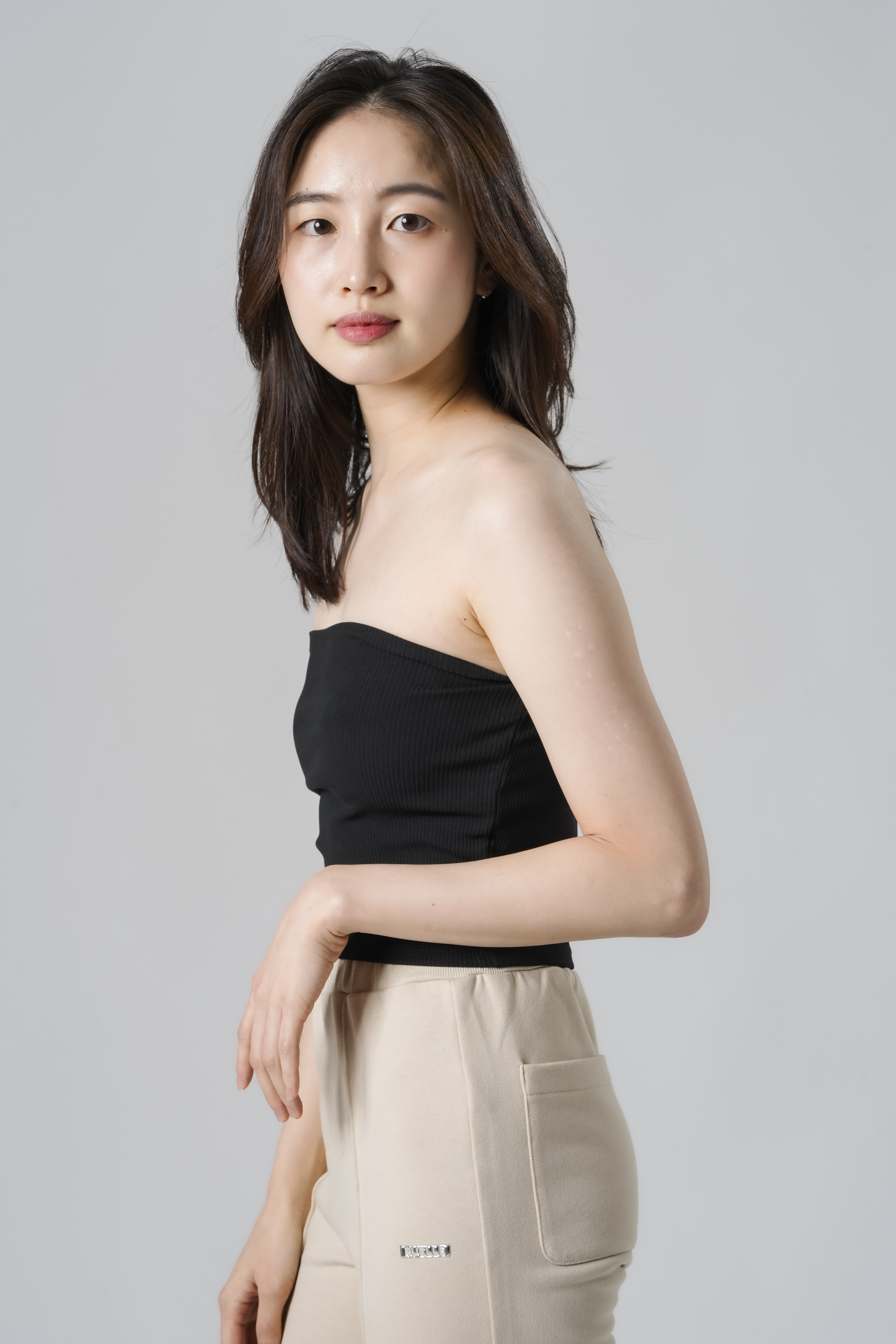 Ribbed Tube Top SIZE: XS, カラー: Black
