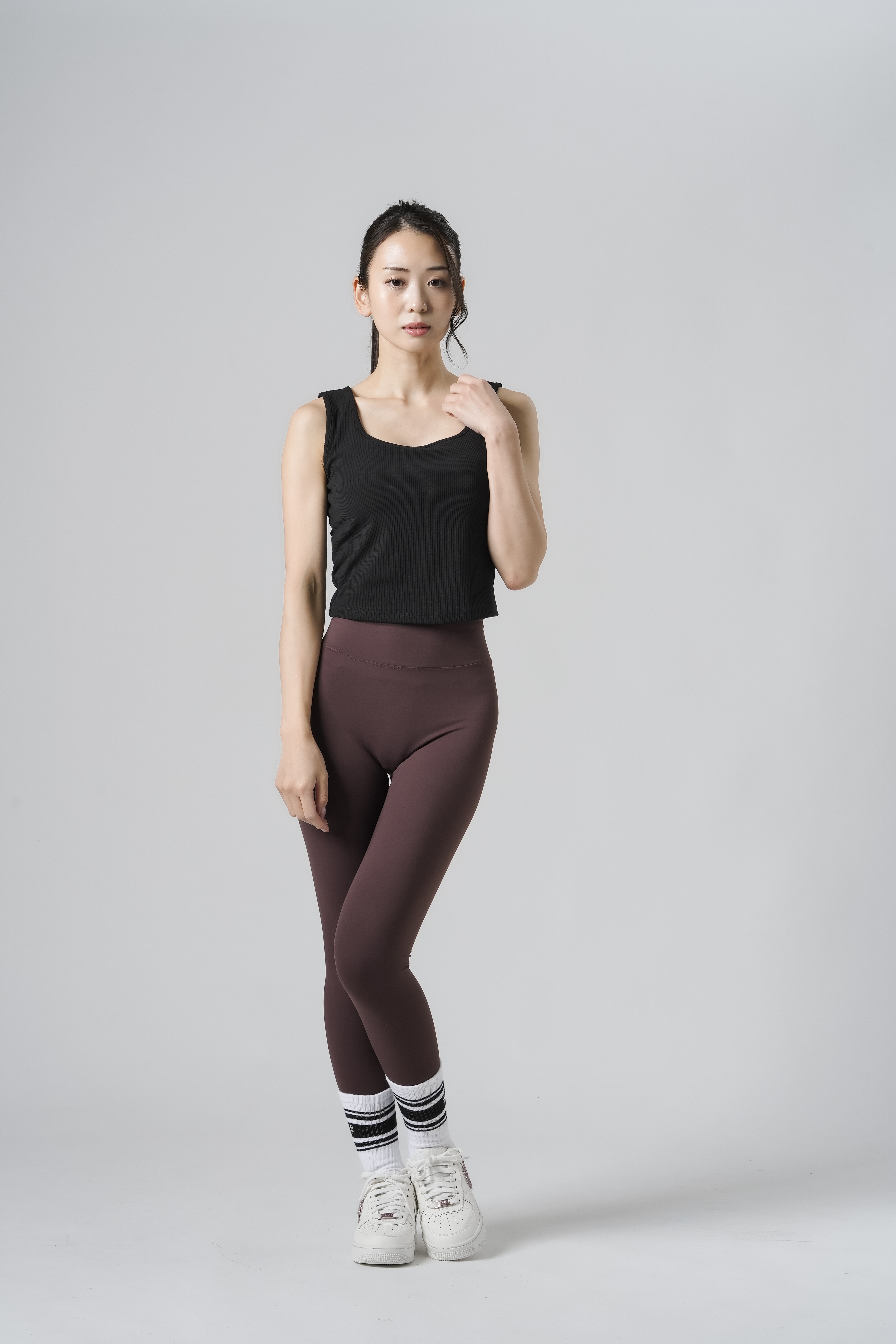 Ribbed Bra Tank Top SIZE: XS, カラー: Black