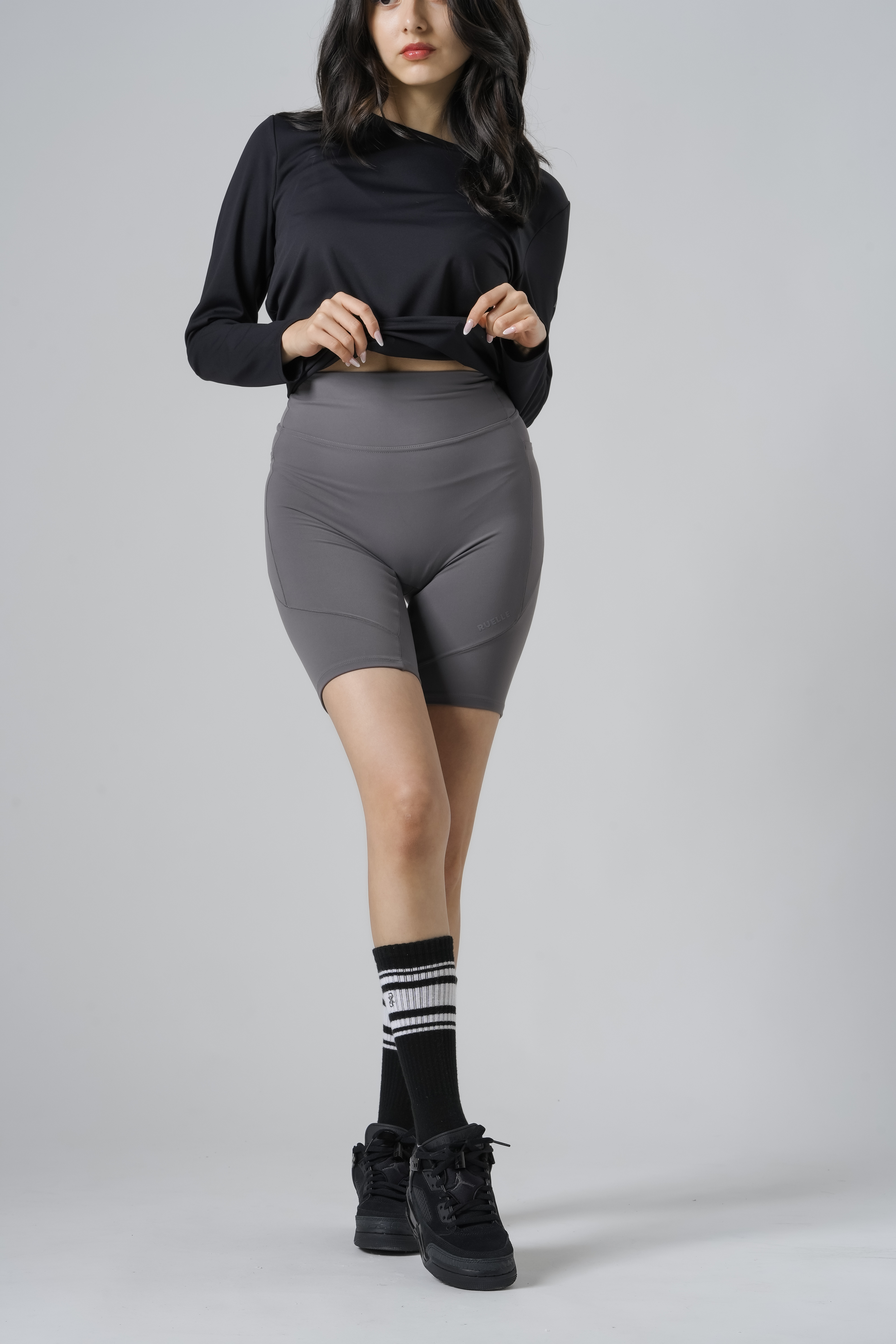Aeral Short 8inch Leggings SIZE: XS, カラー: gray