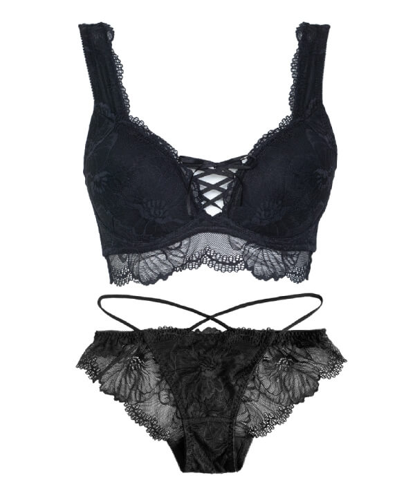 人気No.1 リライトブラ＆選べるショーツセット ブラック