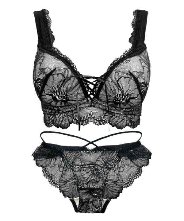 人気No.1 リライトブラ＆選べるショーツセット シアーブラック