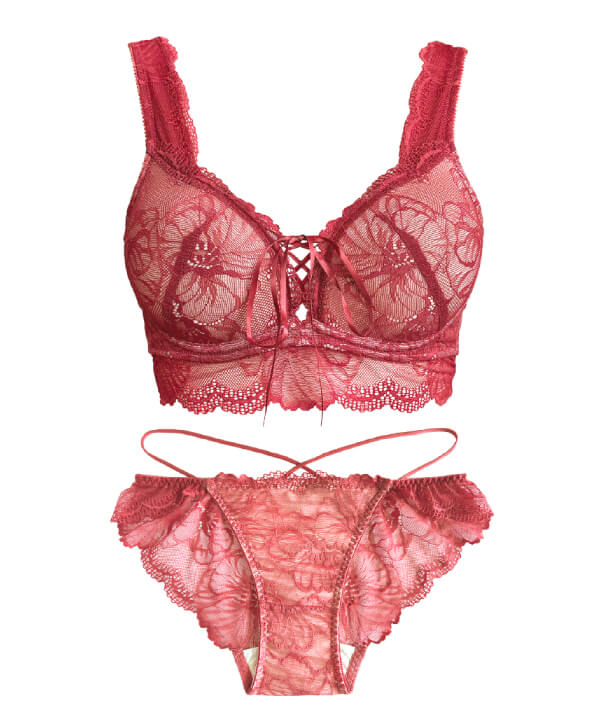 人気No.1 リライトブラ＆選べるショーツセット ピオニーレッド