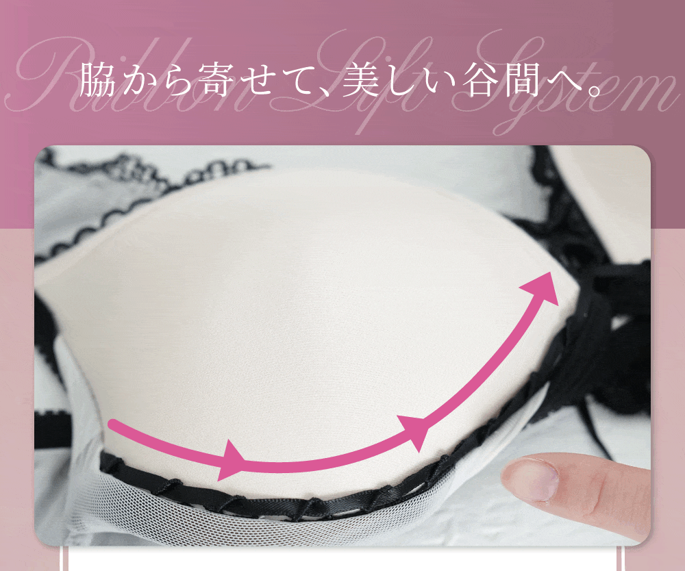 脇から寄せて、美しい谷間へ