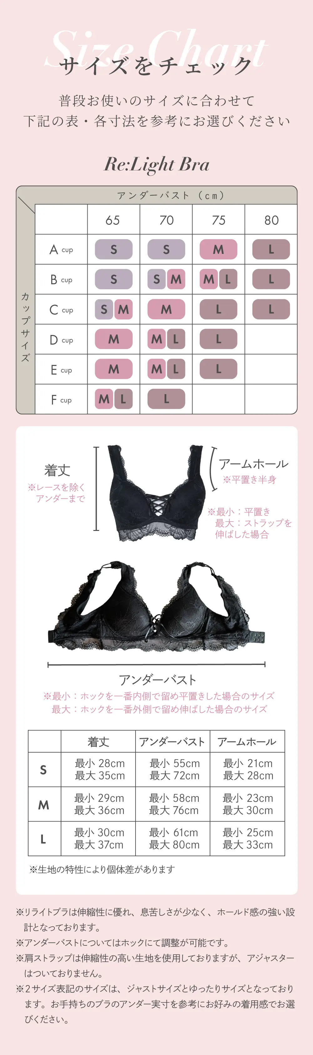 リライトブラサイズ表