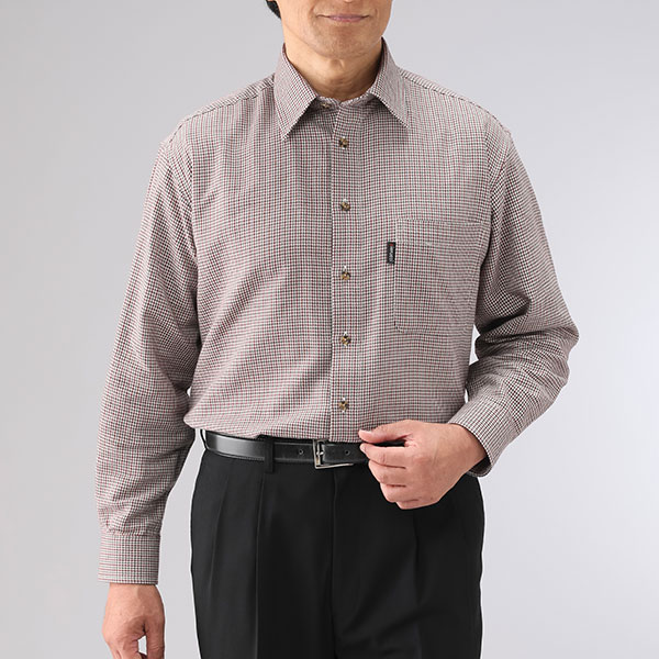 ピエルッチ ウール入り千鳥柄シャツ2色組 GV-068 1セット(2枚:2色×各1枚)