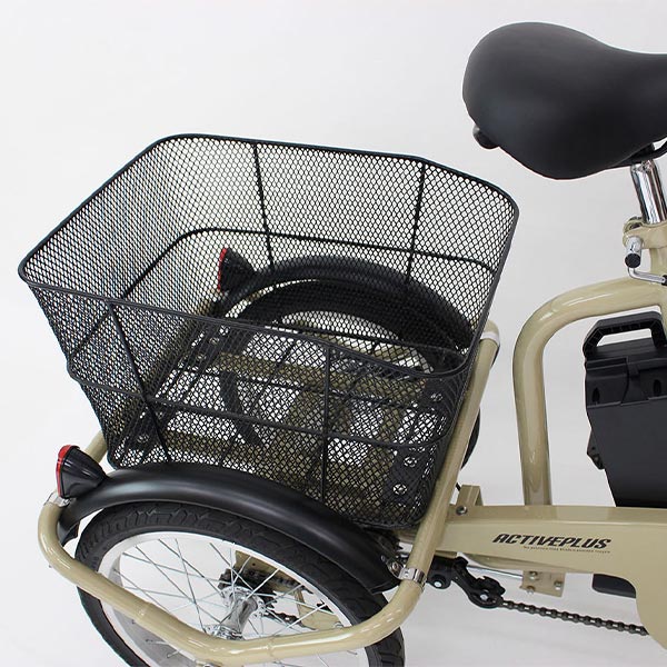 ミムゴ ACTIVE PLUS 【組立納品/前後カゴカバー付き】ノーパンク電動アシスト三輪自転車 20インチ MG-TRM20APN 1台