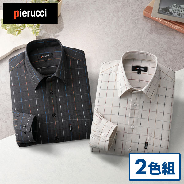 ピエルッチ ウインドーペン柄シャツ2色組 GV-069 1セット(2枚:2色×各1枚)