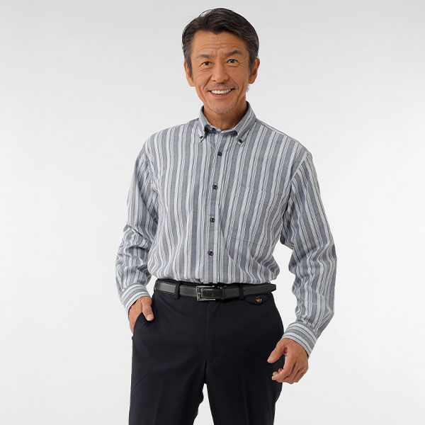 HUNTINGTON CLUB ストレッチネル長袖ボタンダウンシャツシャツ2色セット 318-65150K 1セット(2枚:2色×各1枚)