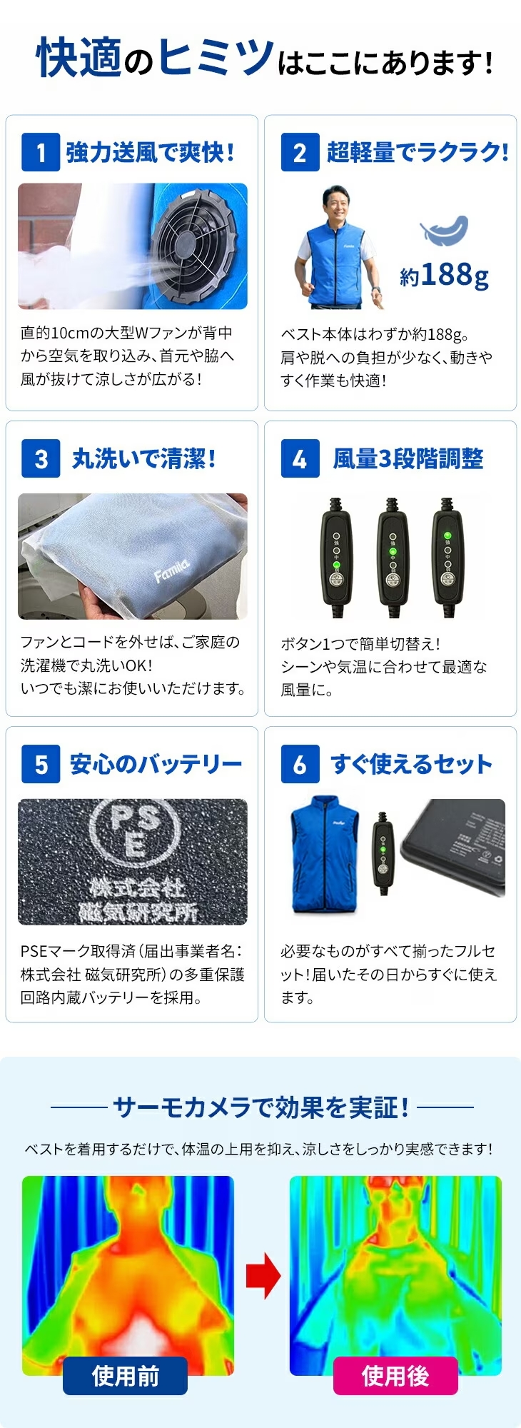 ファミラ クールファンベスト ACアダプター+モバイルバッテリー付き