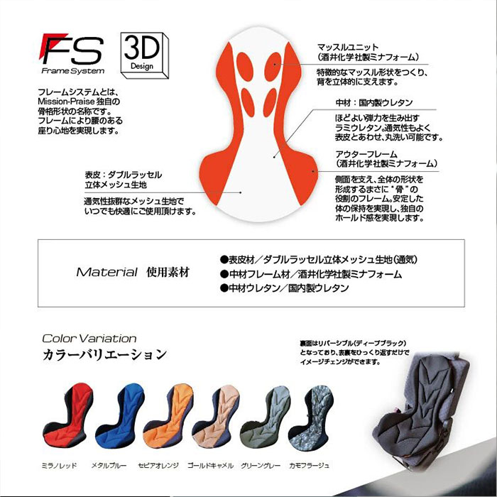 Mission Praise REVERSPORT/リバースポルト ドライブ専用高機能サポートクッション 1個